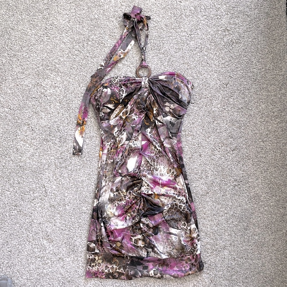 Cheetah/Floral Strapless Dress (Size Large)